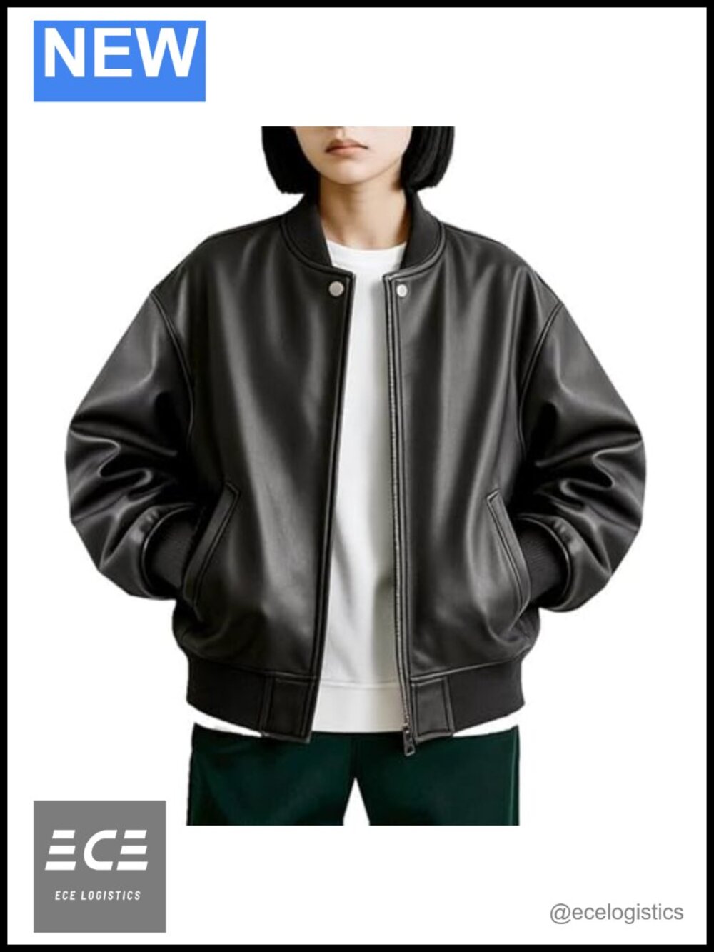 Oversized Real Lambskin Leather Jacket Women Loose Fit Zip Moto Coat